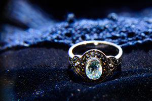 Marcasite Blue Topaz Ring