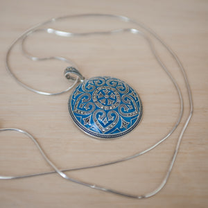 Silver Marcasite Blue Pendant & Chain