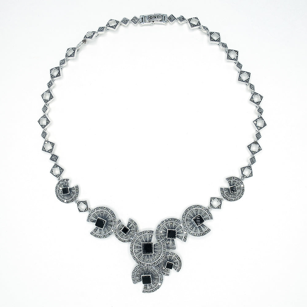 Onyx Marcasite Necklace