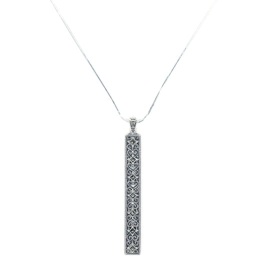 Marcasite Bar Pendant & Chain