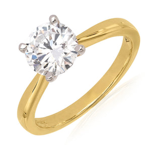 Yellow gold with white gold claws solitaire diamond ring