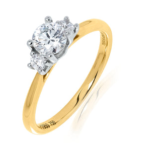 Three stone lab grown diamond engagement ring
