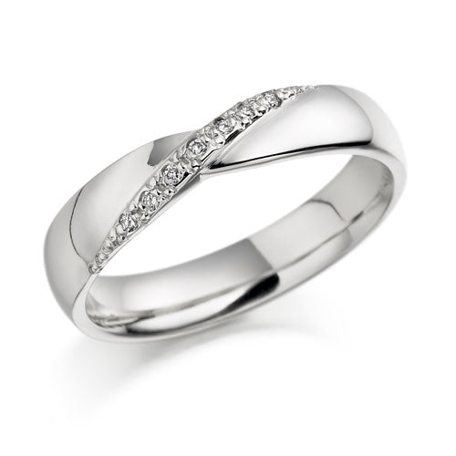 18ct White Gold Twist Design Diamond Ring