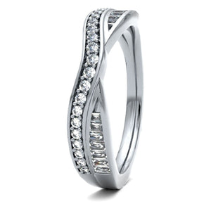 Round Brilliant and Baguette Cut Entwined Double Row Wedding Ring  18ct Yellow/Red/White Gold, also available in Platinum.  Diamond coverage 50%  Total Diamond Weight 0.25ct.
