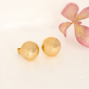 Yellow gold button stud earrings
