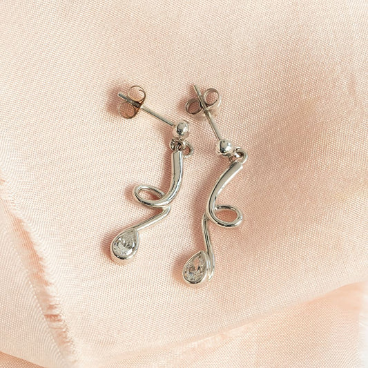 9ct white gold drop earrings with a pear shaped cubic zirconia