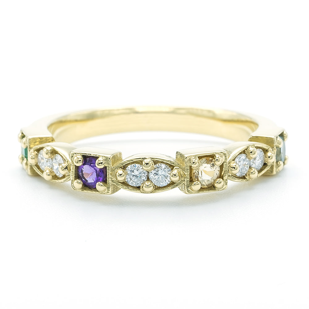 Birthstone Ring in 18ct Yellow Gold with 4 Birthstones