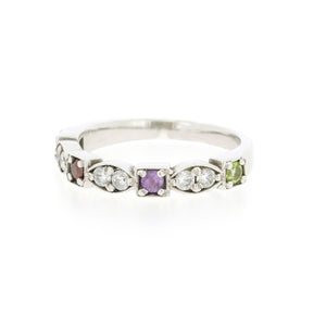 Birthstone Ring in 18ct White Gold with 4 Birthstones