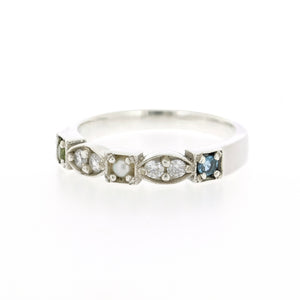 Birthstone Ring in 18ct White Gold with 3 Birthstones