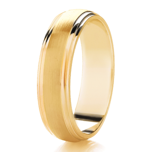 5mm Domed Gents Wedding band - Matt centre with double polished ridge edge design