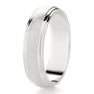 6mm Domed Gents Wedding band - Matt centre with double polished ridge edge design