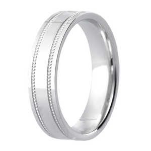 5mm Polished Flat Court Band with Milgrain Detail
