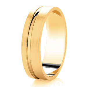 6mm Flat Court Mens Wedding Ring With An Offset Concave Diamond Cut Line