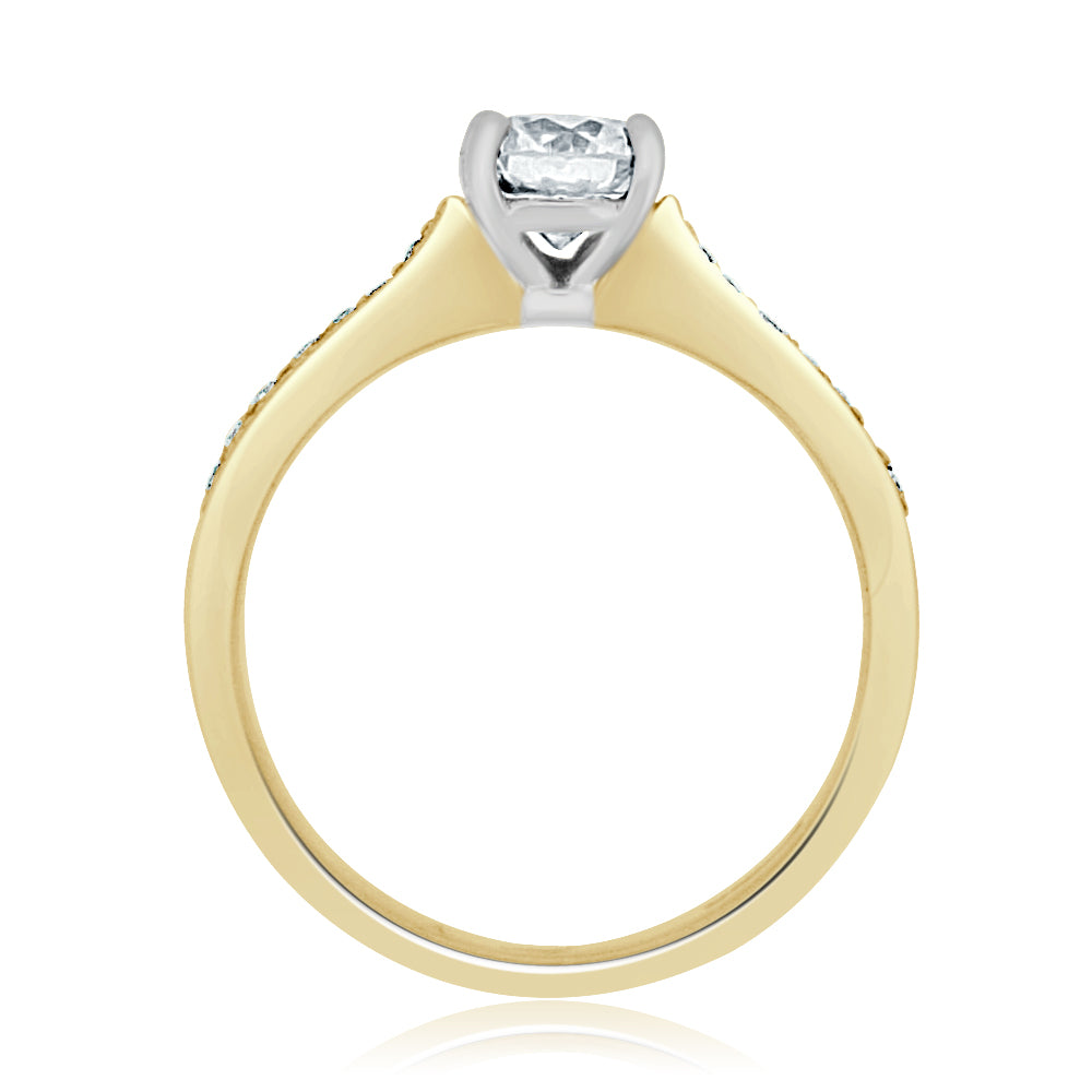 0.75ct Round Brilliant Cut Diamond with Diamond Set Shoulders Engagement Ring