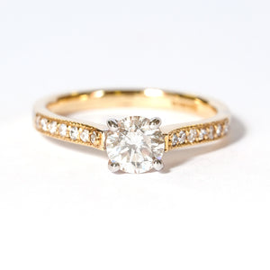 0.75ct Round Brilliant Cut Diamond with Diamond Set Shoulders Engagement Ring