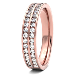 18ct 0.50ct Round Brilliant Cut Double Row Channel Cut Wedding Ring  18ct Yellow/Red/White Gold, also available in Platinum.  Diamond coverage 50%  Total Diamond Weight 0.50ct.