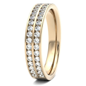 18ct 0.50ct Round Brilliant Cut Double Row Channel Cut Wedding Ring  18ct Yellow/Red/White Gold, also available in Platinum.  Diamond coverage 50%  Total Diamond Weight 0.50ct.