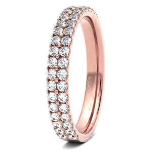 18ct 0.50ct Round Brilliant Cut Double Row Claw set Wedding Ring  18ct Yellow/Red/White Gold, also available in Platinum.  Diamond coverage 50%  Total Diamond Weight 0.50ct.