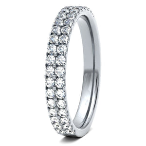 18ct 0.50ct Round Brilliant Cut Double Row Claw set Wedding Ring  18ct Yellow/Red/White Gold, also available in Platinum.  Diamond coverage 50%  Total Diamond Weight 0.50ct.