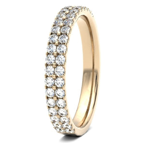 18ct 0.50ct Round Brilliant Cut Double Row Claw set Wedding Ring  18ct Yellow/Red/White Gold, also available in Platinum.  Diamond coverage 50%  Total Diamond Weight 0.50ct.