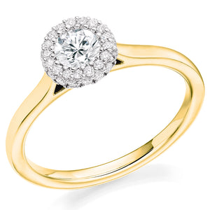 0.33ct Halo Engagement ring with Plain Shoulders - Total diamond weight 0.53ct