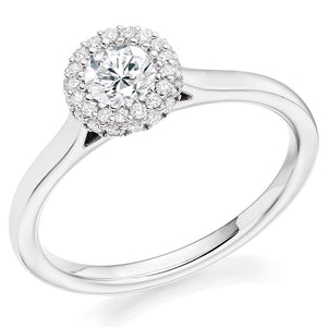 0.33ct Halo Engagement ring with Plain Shoulders - Total diamond weight 0.53ct