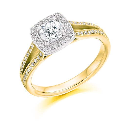 0.50ct Round Brilliant Cut Halo Diamond Engagement Ring