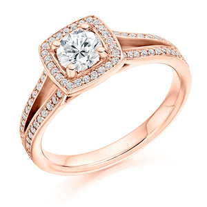 0.50ct Round Brilliant Cut Halo Diamond Engagement Ring