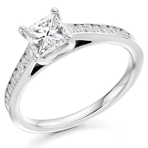 0.75ct Princess Cut Solitaire Diamond Engagement Ring - Home Try-On (€7,995)