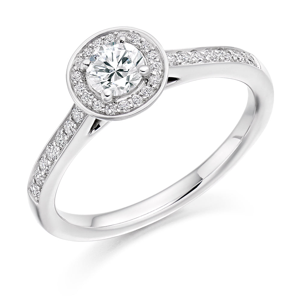 0.33ct Round Brilliant Cut Diamond 0.25ct Diamond Halo Engagement Ring