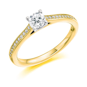 0.33ct Round Brilliant Cut Solitaire With Diamond Set Shoulders Engagement Ring
