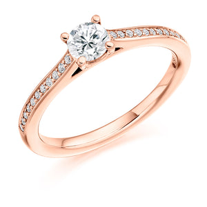 0.33ct Round Brilliant Cut Solitaire With Diamond Set Shoulders Engagement Ring