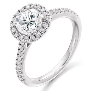 Silver Round Halo CZ Ring