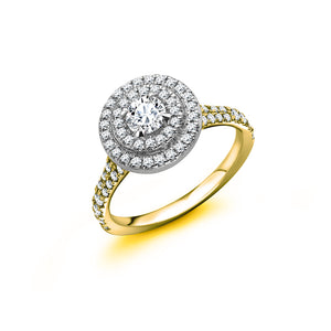 0.33ct Round Brilliant Cut Diamond Centre Stone. .50ct Round Brilliant cut diamonds on the shoulder - 0.83ct in total.