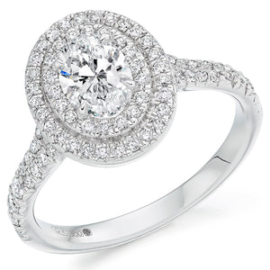 0.75ct Oval Cut Double Halo with Diamond Set Shoulders Engagement Ring- Home Try-On (€10,400.00)