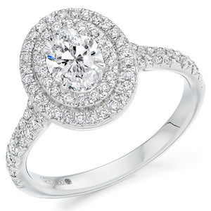 Oval Diamond Engagement Ring - Double Halo
