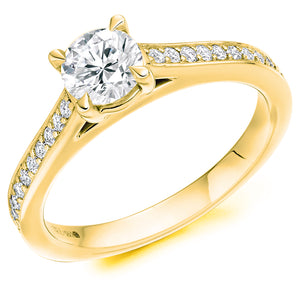 0.75ct Solitaire Engagement ring with Diamond Accented Shoulders