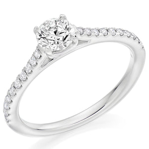 0.50ct Round Brilliant Cut Solitaire With Micro Claw Diamond Set Shoulders Engagement Ring.- Home Try-On (€4,995.00)