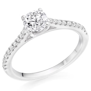 0.75ct Round Brilliant Cut Solitaire With Micro Claw Diamond Set Shoulders Engagement Ring.- Home Try-On (€7,995.00)