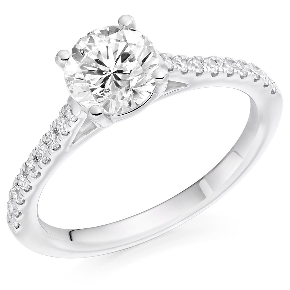 1.00ct Round Brilliant Cut Solitaire With Micro Claw Diamond Set Shoulders Engagement Ring