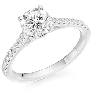 1.00ct Round Brilliant Cut Solitaire With Micro Claw Diamond Set Shoulders Engagement Ring