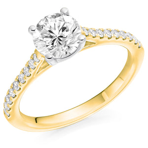 1.00ct Round Brilliant Cut Solitaire With Micro Claw Diamond Set Shoulders Engagement Ring