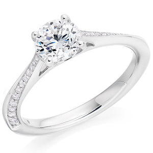 0.90ct Round Brilliant Cut Diamond Solitaire Engagement Ring with Diamond Set Shoulders- Home Try-On (€11,500.00)