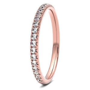 18ct 0.25ct Round Brilliant Cut French Pave / Fish Tail set Wedding Ring  18ct Yellow/Red/White Gold, also available in Platinum.  Diamond coverage 50%  Total Diamond Weight 0.25ct