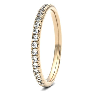 18ct 0.25ct Round Brilliant Cut French Pave / Fish Tail set Wedding Ring  18ct Yellow/Red/White Gold, also available in Platinum.  Diamond coverage 50%  Total Diamond Weight 0.25ctt.