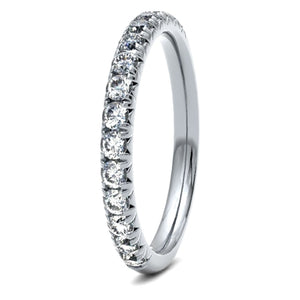 18ct 0.50ct Round Brilliant Cut French Pave / Fish Tail set Wedding Ring  18ct Yellow/Red/White Gold, also available in Platinum.  Diamond coverage 50%  Total Diamond Weight 0.50ct.
