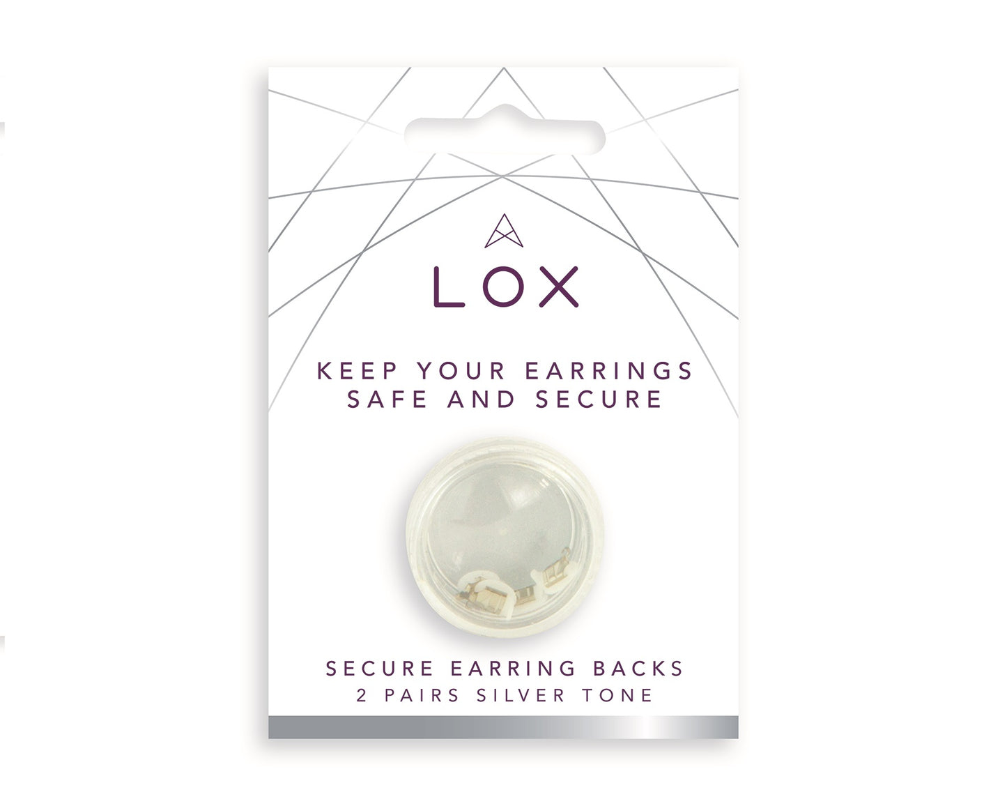 Secure earrings backs with a silver tone