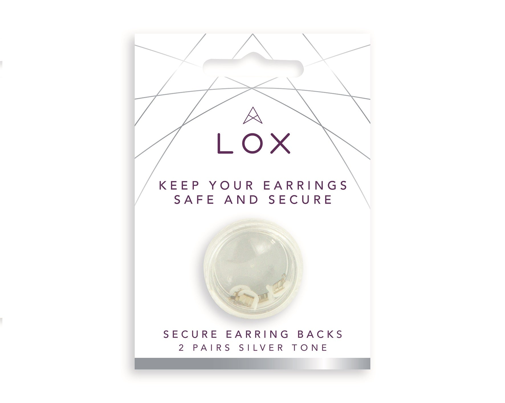 Secure earrings backs with a silver tone