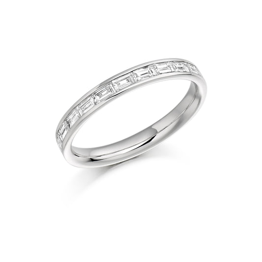 Sterling Silver Ring - Baguette cut CZ in a channel