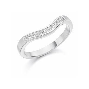 Princess Cut Diamond Wedding Ring - Curved to fit Engagement Ring (Home Try-On)
